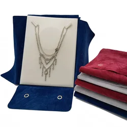 New Velvet Travel Jewelry Organizer Pouch Foldable Necklace Storage Bag with Beige Plush Inner for Jewelry Props Display