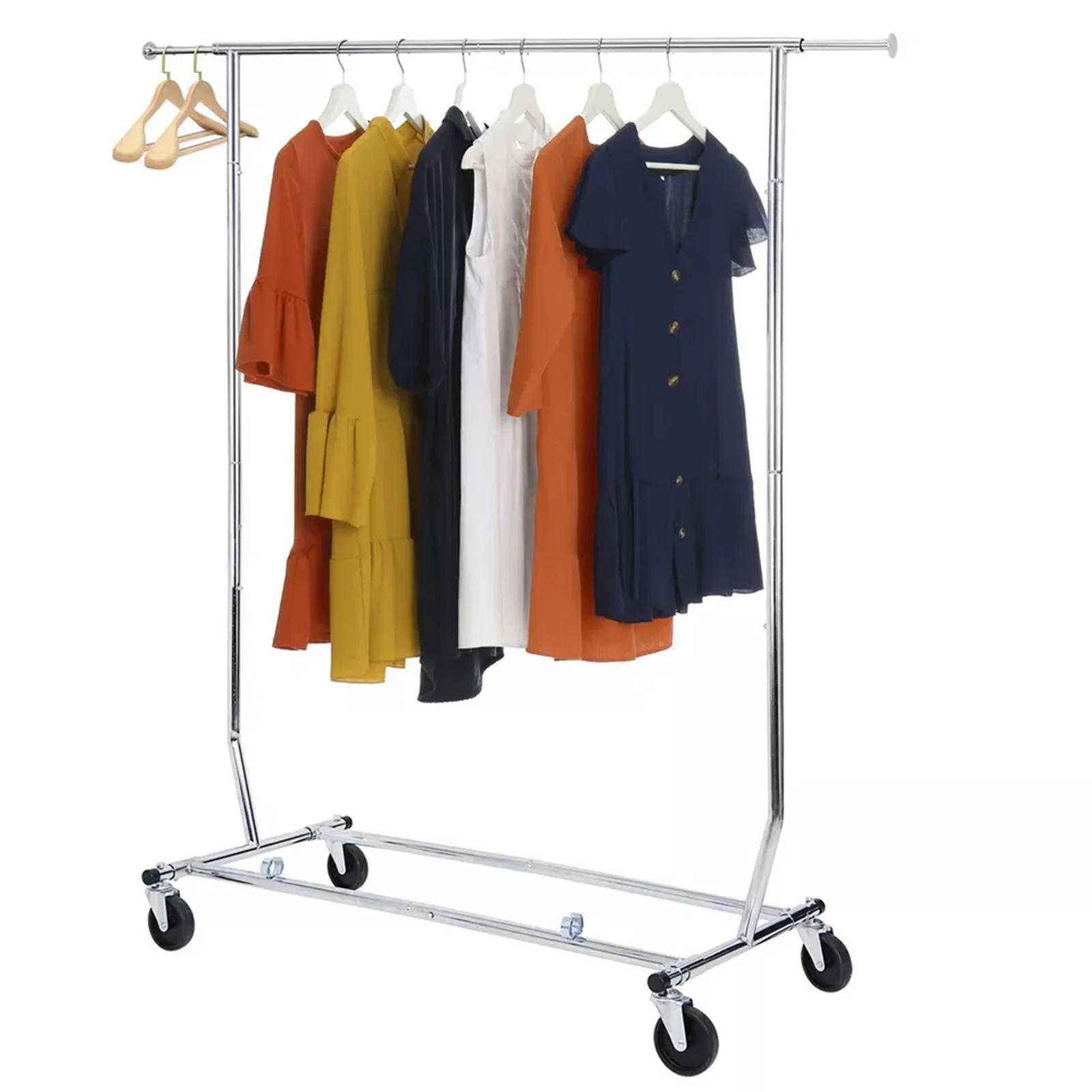 Rack Clothing Rack w/Wheels Floor Hanger Closet Organizer Sliver