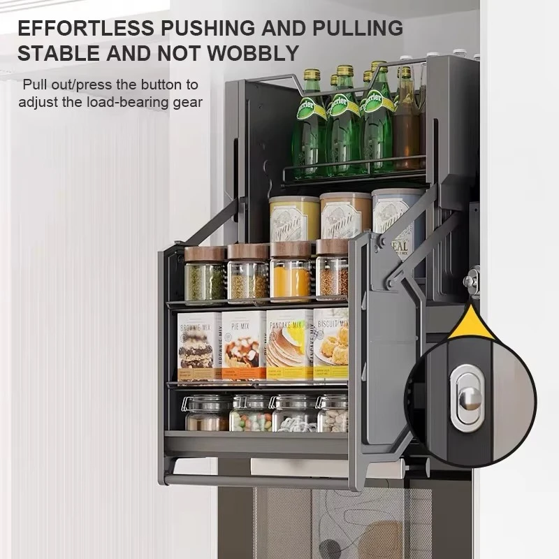 Storage Shelves Elevator Double Layer Pull Down Basket Kitchen Cabinet Lifting System Pull Down Basket