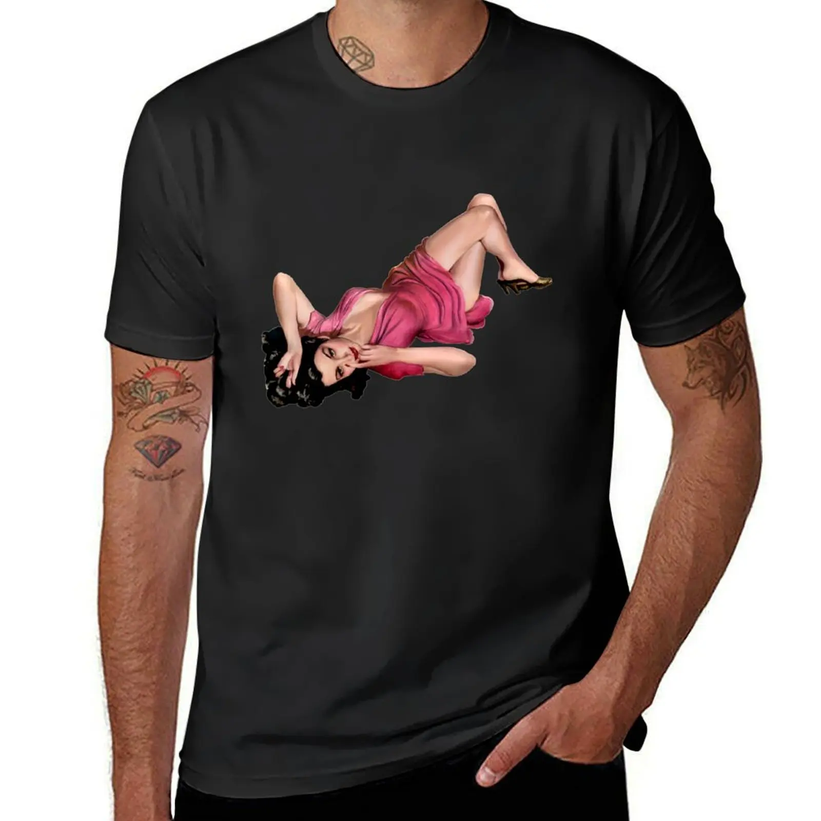 

Girl Laying Down / Sexy Pinup / Retro Classic Vintage T-Shirt for a boy anime oversized boys whites Men's clothing