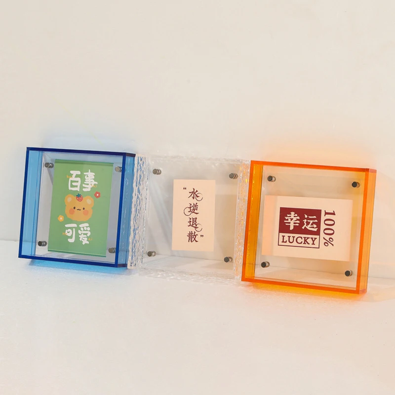 Acrylic Photo Frame Plastic Rectangle Hollow Picture Framed Holder Two Side Case Transparent Drawing Framework Home Decorations