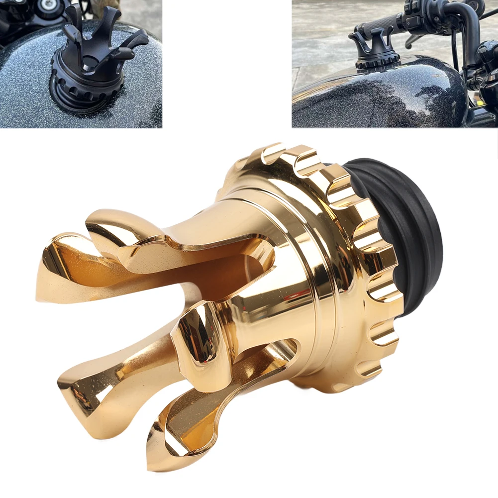 Gold Motorbike Crown Style Fuel Tank Gas Cap Vented For Harley Sportster Dyna Softail Touring