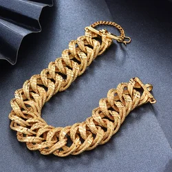 Luxury Mens Hand Chain Bracelets Male Wholesale Bijoux Gold Color Chain Link Bracelet For Men Women  pulseira masculina