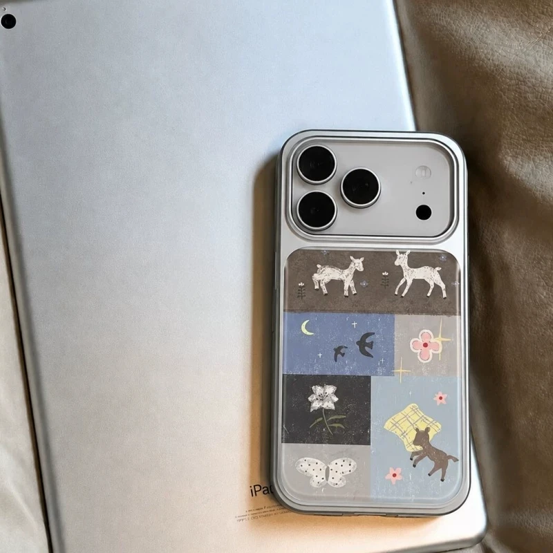 Korean Ins Cute Lamb Illustration Electroplated Drip Glue Phone Case For iPhone Duo 18 Pro Max 17 16 15 14 13 12 11 Back Cover