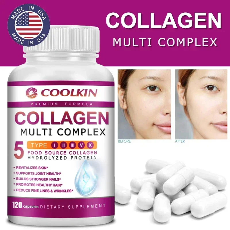 

Collagen Multi Complex - Types I, II, III, V, X, Non-GMO, Enhanced Absorption, for Healthy Hair, Bones, Cartilage, Skin & Nails