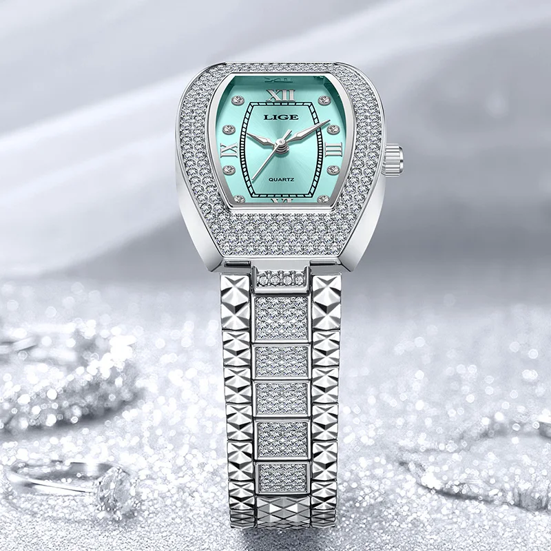 ساعة LIGE الأنيقة للنساء بتصميم أصلي كاجوال بسوار للسيدات ساعة يد فاخرة مقاومة للماء كوارتز للسيدات