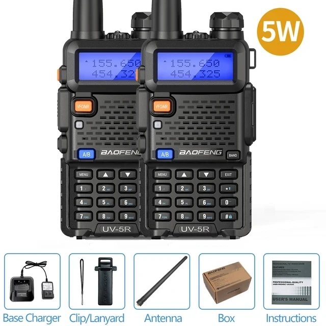 Baofeng-walkie-talkieデュアルバンドラジオ,5W, 8W,16km,狩猟用