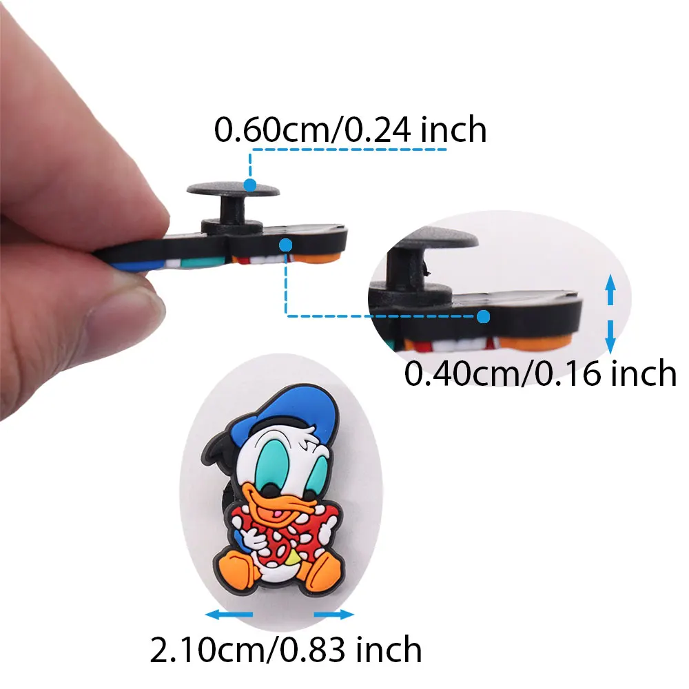 New Arrival 1pcs Shoe Charms Disney Mickey Minnie Donald Duck Daisy Accessories PVC Shoes Buckle Fit Wristbands Birthday Present