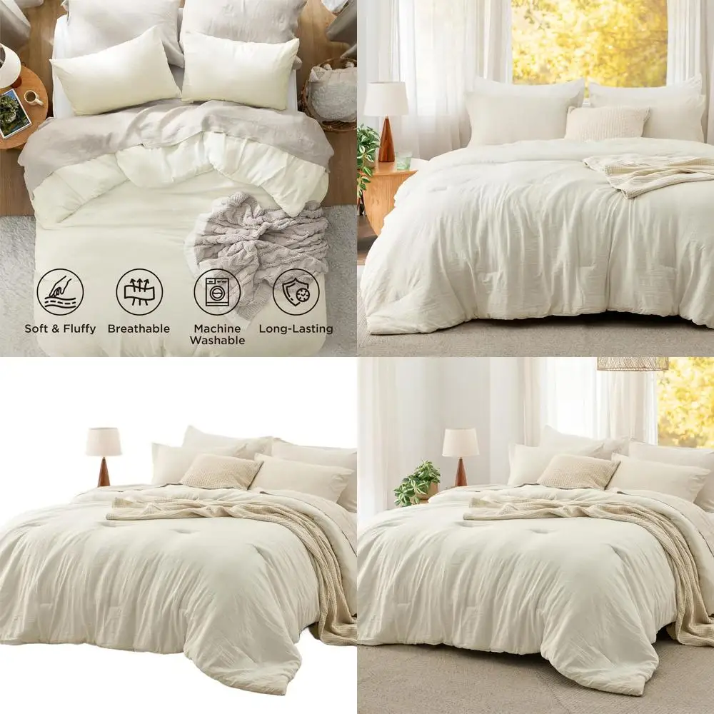 

Комплект постельного белья из 2 предметов цвета слоновой кости, предварительно стираный, размер Twin/Twin XL, с легким одеялом и наволочкой