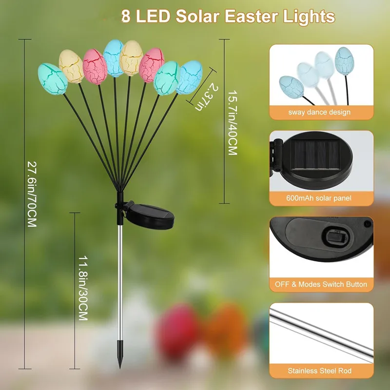 6/8 LED البيض أضواء تعمل بالطاقة الشمسية مصباح حديقة دافئ أبيض اللون في الهواء الطلق مصباح للزينة ساحة مسار أضواء الحديقة 107