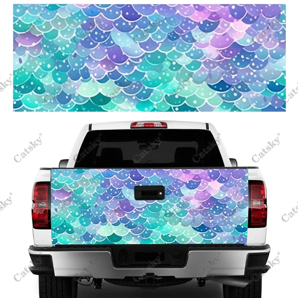 Gold Fish Scale Pattern Truck Tailgate Wrap Professional Grade Material Universal Fit for Full Size Trucks Weatherproof