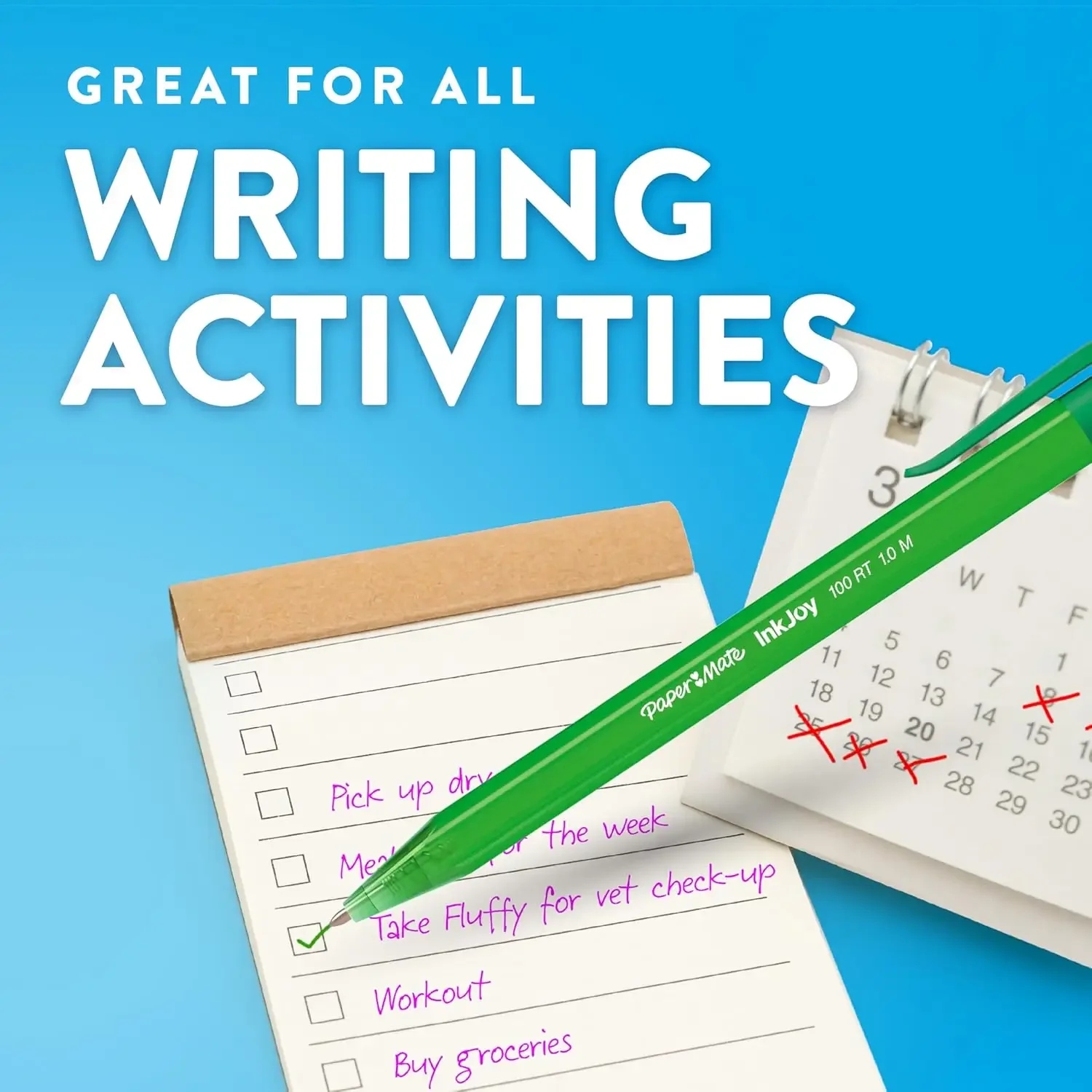 Penne a punta media da 1,0 mm, set sfuso da 20 pezzi per una scrittura fluida, materiale scolastico, uso in ufficio e prendere appunti