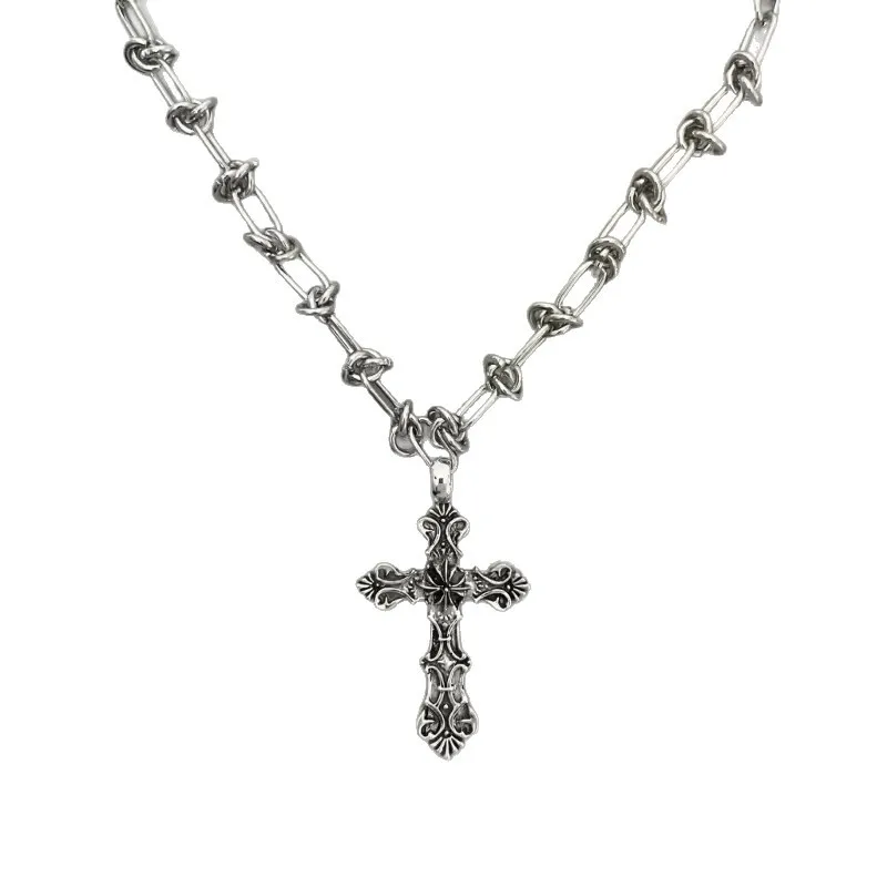 GANEMLY 316L الفولاذ المقاوم للصدأ الصب المعادن الصليب قلادة قلادة للرجال النساء الشرير الهيب هوب سلسلة طوق مجوهرات مقاوم للماء