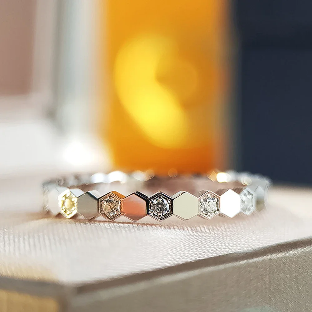 Huitan Fashion Simple Design Women Rings For Wedding Low-key Rose Gold Color/Silver Color Female Engagement Finger-ring Jewelry