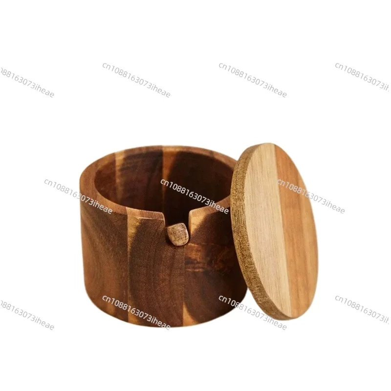 European-style retro wooden sugar jar, salt jar, monosodium glumate seasoning box, sealed jar