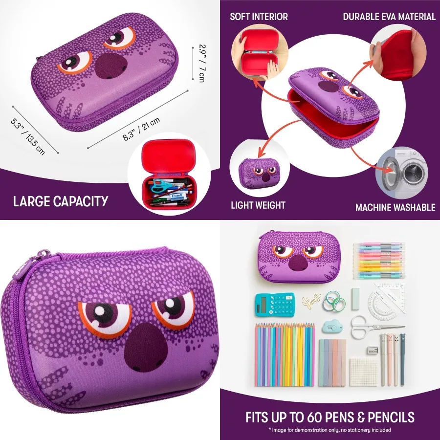 

Симпатичный пенал большой емкости для девочек с уникальным дизайном Идеальный органайзер для канцелярских принадлежностей для школы и ежедневного использования Фиолетовый цвет Co