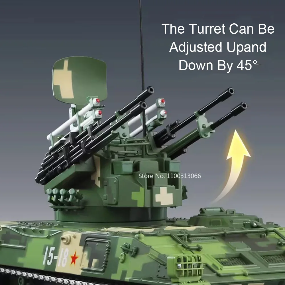 1:28 Alloy Diecast PGZ-95 Tanks Cars Toys Models Wheels Rotate Miniature Vehicles Tailgate Can Opened Tank for Child Adult Gifts