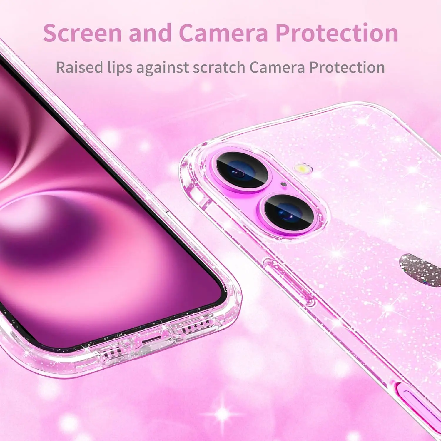 Clear Glitter Case For iPhone 16 Pro Max 15 Plus 14 13 Mini 12 11 X XS XR SE 2022 2020 8 7 15Pro 16Pro Sparkle Bling Phone Cover