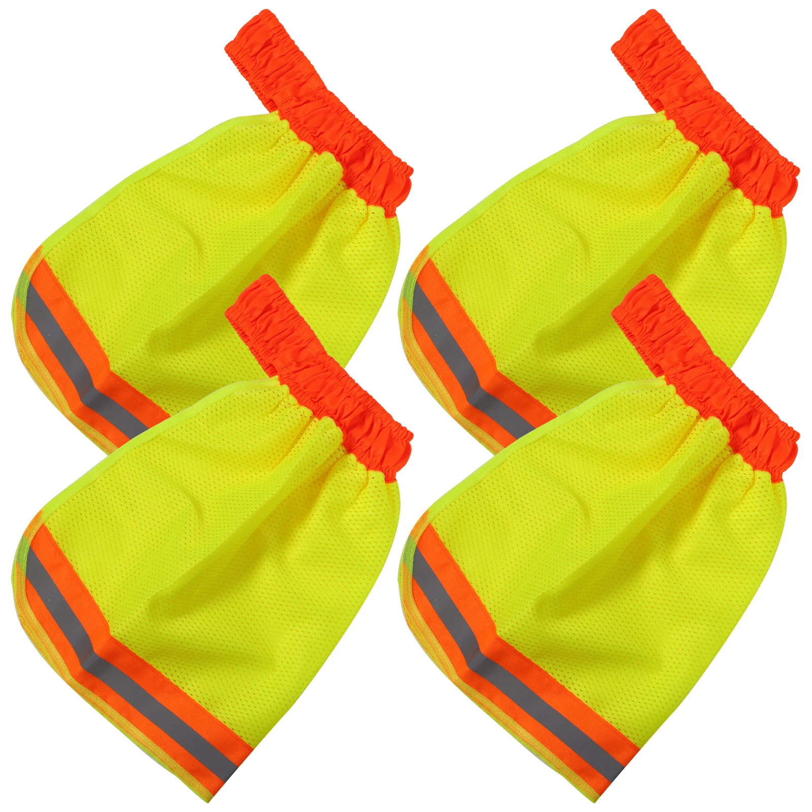 

4Pcs Reflective Safety Sun Shade Bright Orange Large Diameter Mesh Nape Protector Foldable Storage Labor Protection Gear