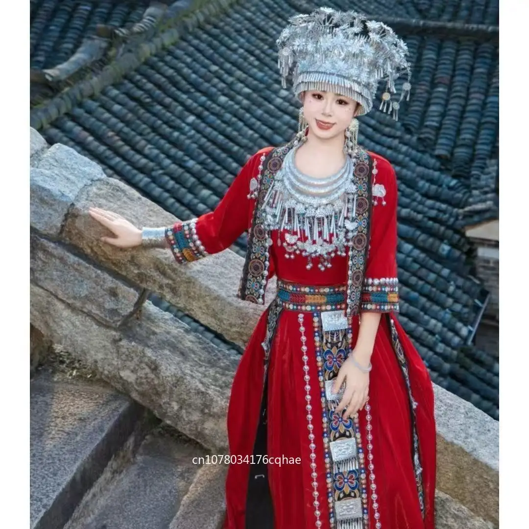 

New National Style Hmong Costume Women's Traditional Chinese Clothes Festive Event Miaojiang Girls COS Stage Performance Suits