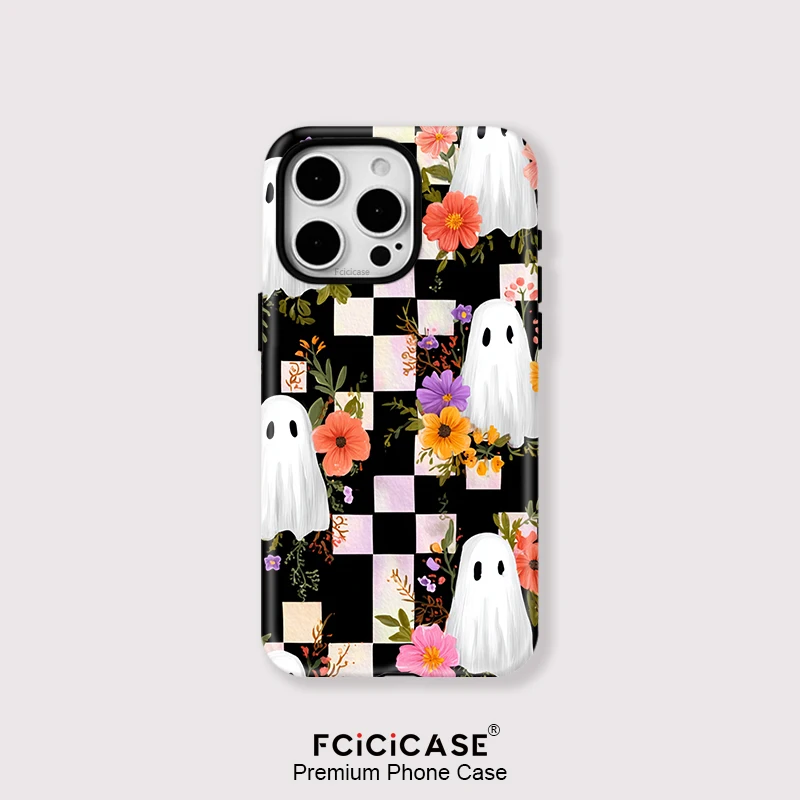 

Чехол Fcicicase для iPhone 16 Pro Max для телефона Magsafe, чехол с рисунком Ghost Flower Grid для iPhone 11 12 13 14 15 Plus 16 Pro Max