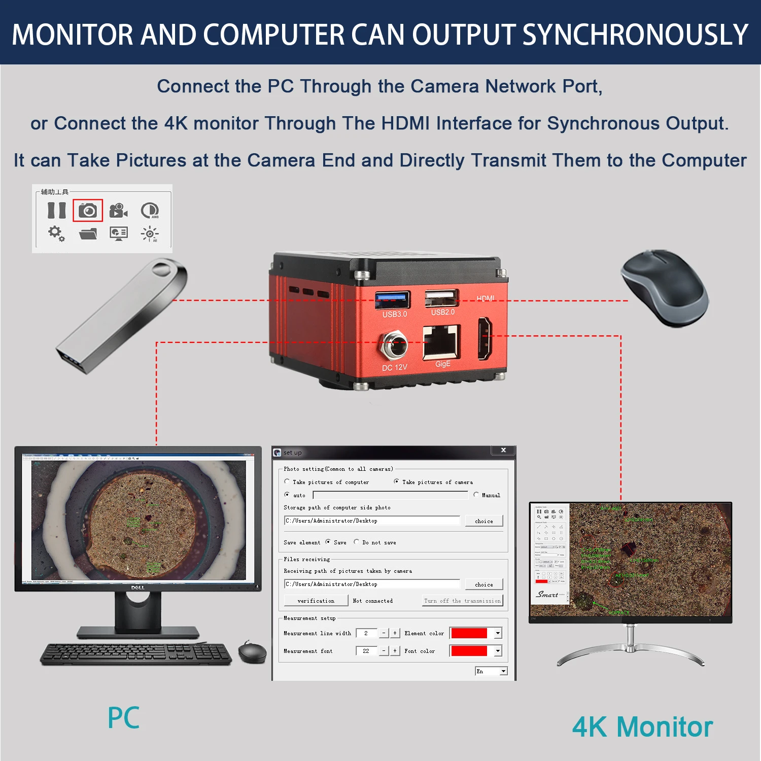 Cámara de medida de microscopio KOPPACE de 8,3 millones de píxeles 4K HD