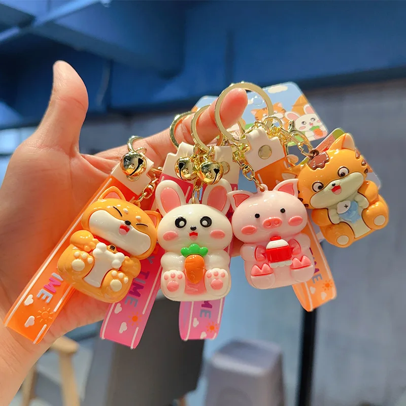 Fun Cartoon Little Animal Doll Keychain Cute Boys And Girls Backpack Pendant Car Key Chain Children Christmas Small Gift Keyring