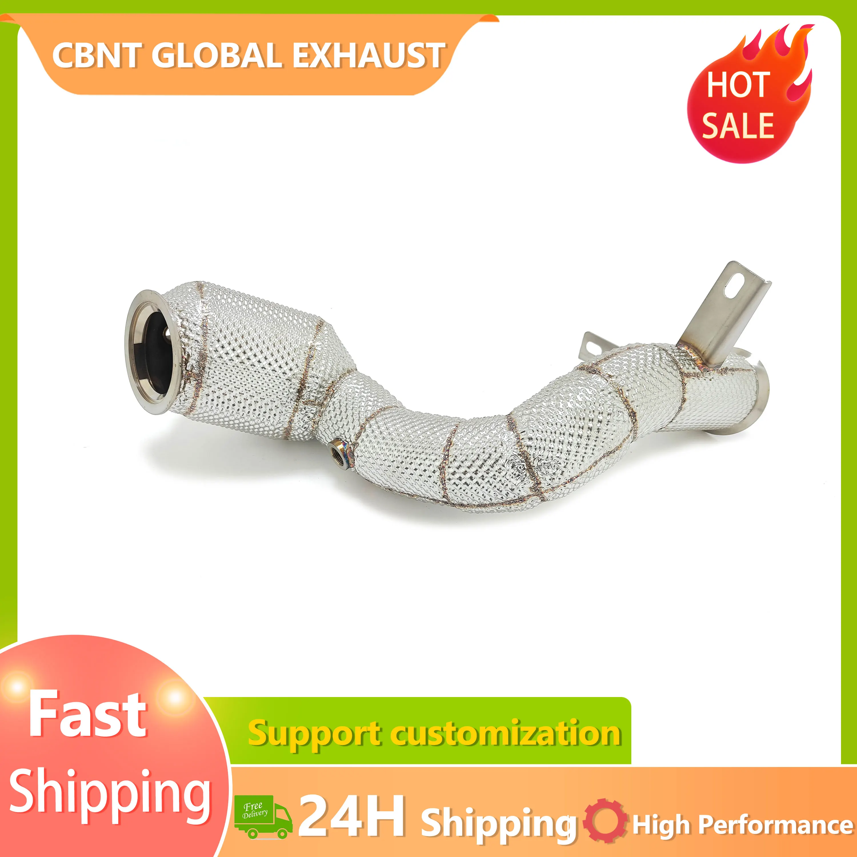 Colectores de escape CBNT con catalizador/sin catalizador, tubo de escape para Mercedes-Benz W205 C200 C250 C300 2015-2022 (Volante a la derecha)