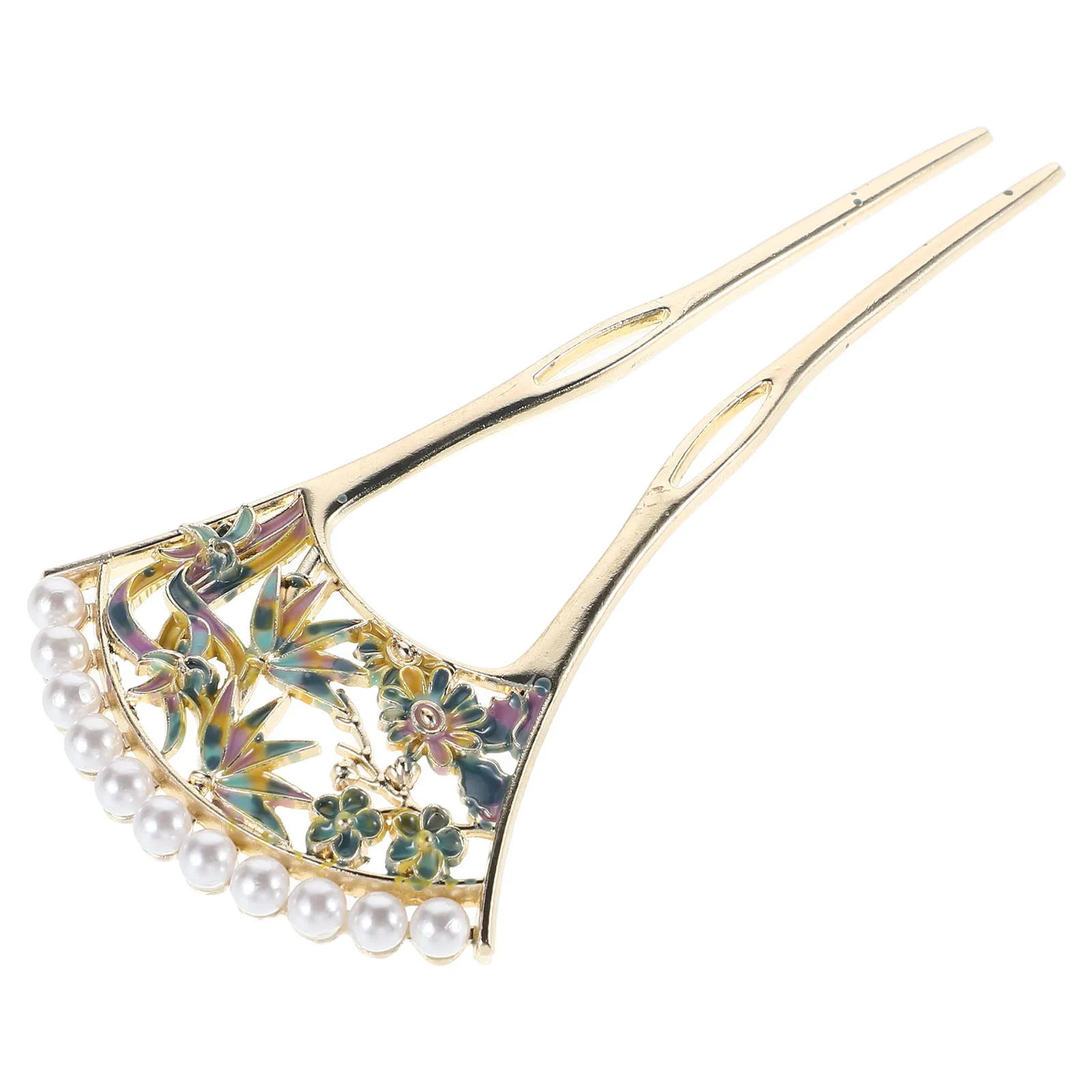 

Hollow Fan U Shaped Hairpin Classical Chinese Bridal Chignon Hair Sticks Elegant Metal Qipao Accessories Chinoiserie