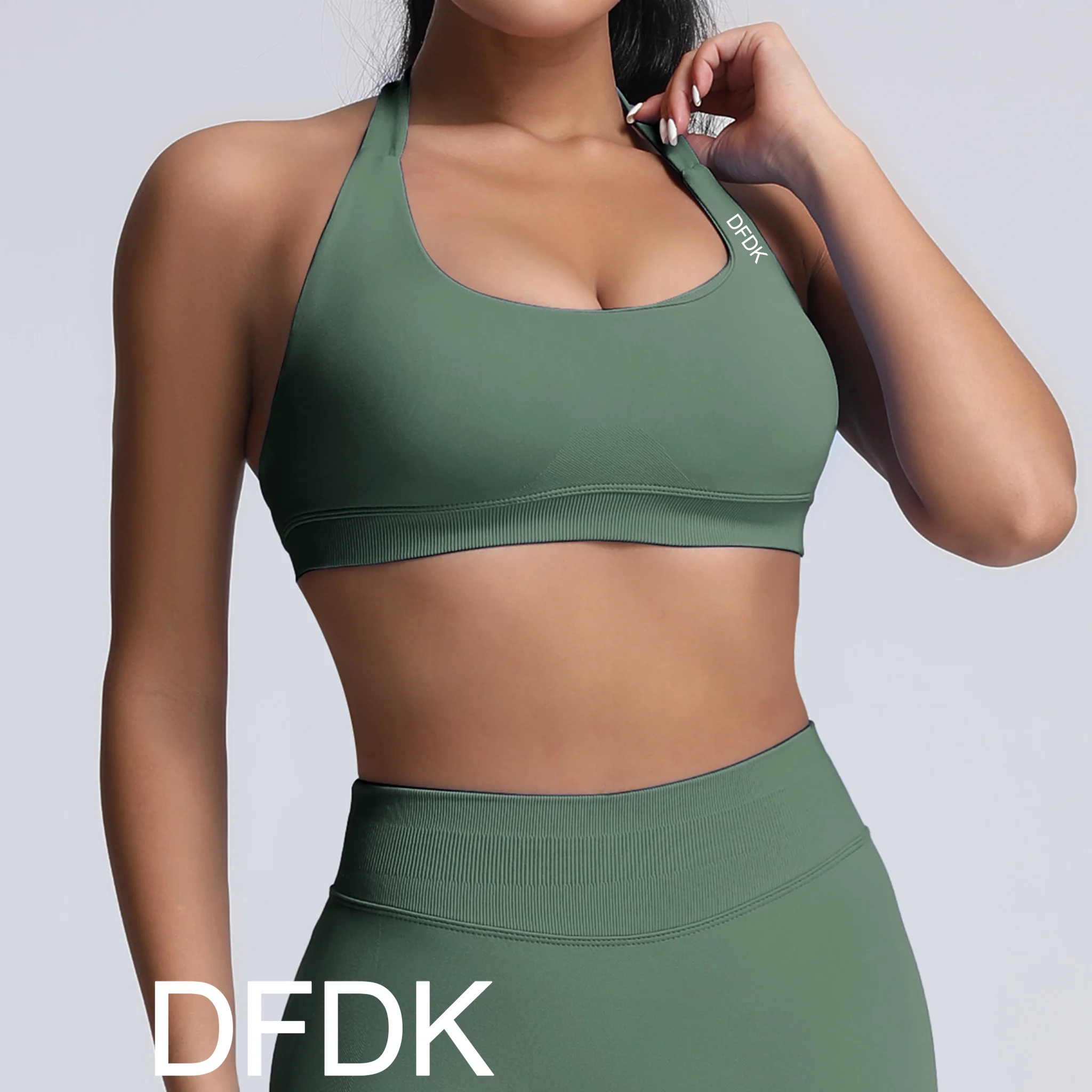 DFDK Women Seamless Sports Bra High Support Push Up Backless Yoga Top Breathable Elastic Gym Workout Running Fitness Athletic Ca