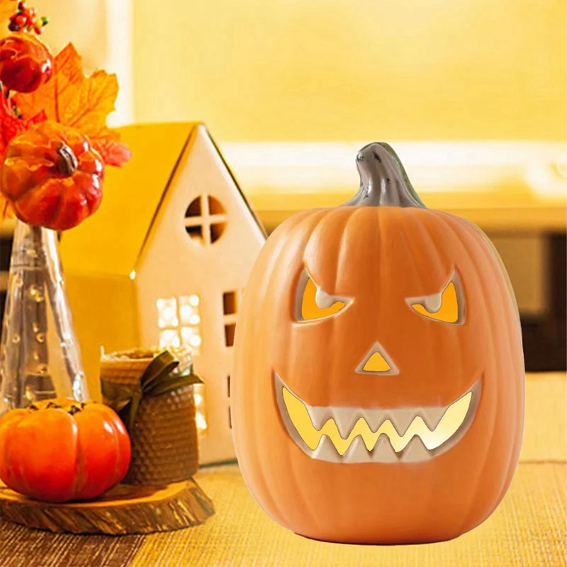 Linterna de calabaza de Halloween Jack O'lantern, decoración de escritorio de Halloween para el hogar, oficina, decoración de Casa Encantada