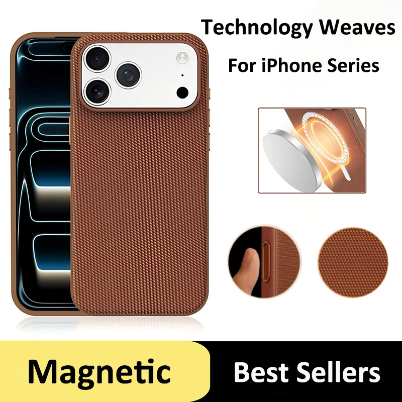 Neue Luxus-Tech-Gewebehülle mit magnetischer kabelloser Ladefunktion für iPhone 18 17 Air 13 12 Pro Max 16 15 14 Plus, stoßfeste Abdeckung – Detail 4