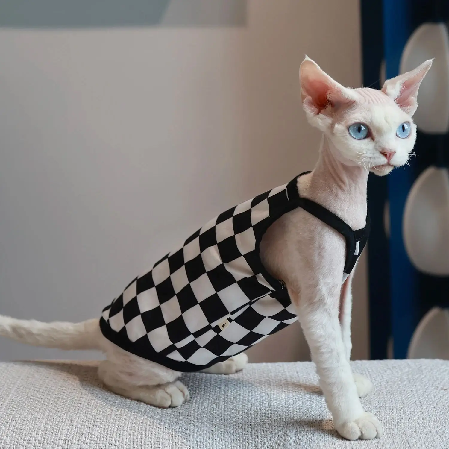 Pet Cat Clothes Sphynx Kitten Plaid Vest Shirt For Sphinx Devon Rex Breathable Cat Camisole Soft Summer Clothing Cat Supplier