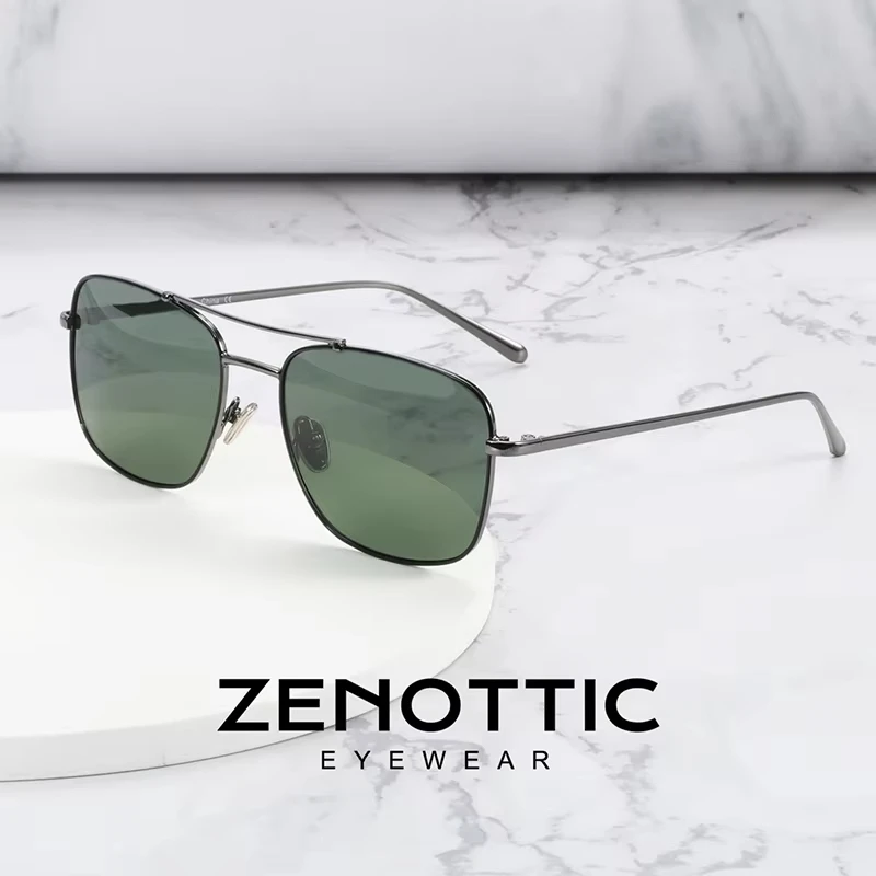 ZENOTTIC  Titanium Alloy Prescription Sunglasses Retro Square Polarized Men's Sun Glasses Uv400 Protection Driving Shades