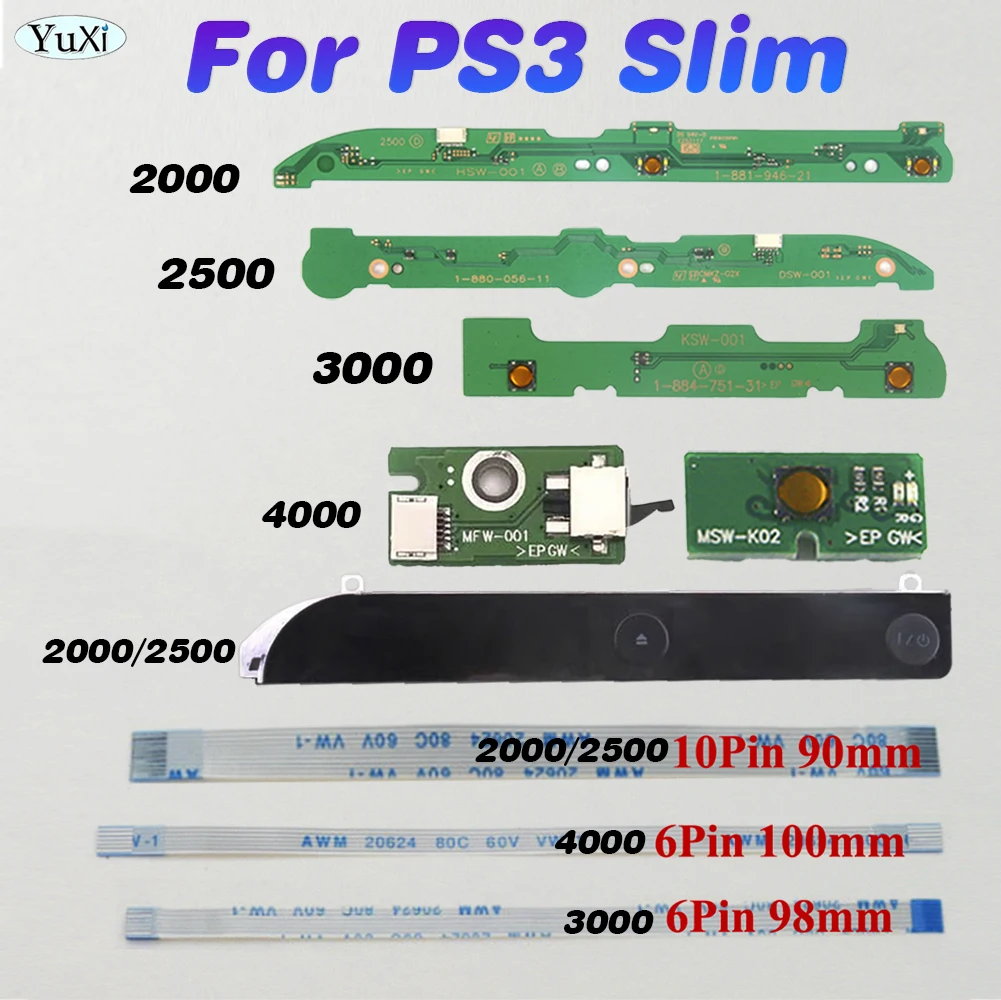 

1Set Power Button On OFF Switch Board Ribbon Cable Board Flex Cable For PS3 Slim 2000 2500 3000 4000 Console Repair Parts