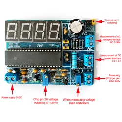 Multifunctional AC/DC Voltmeter Kit DC 5V Digital Voltmeter Board 7107 Red Digital Display Strong Anti-interference Ability Volt