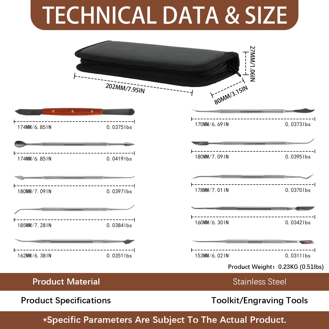 مجموعة أدوات نحت الشمع 10 قطع من الفولاذ المقاوم للصدأ أدوات النحت والنقش ذات الأطراف المزدوجة مع علبة لصنع المجوهرات والمعادن Cl