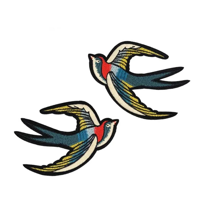 2PC/11*16CM Retro Swallow Fabric Embroidery Applique Iron On Patches,Bird Stickers Vetement Thermocollant For Dresses,Clothing