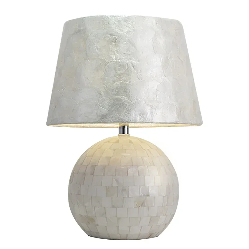

A New Chinese Style Shell Table Lamp Bedroom Warm Milky White Bedside Standing Lamp for Living Room Decoration Home Desktop Lamp