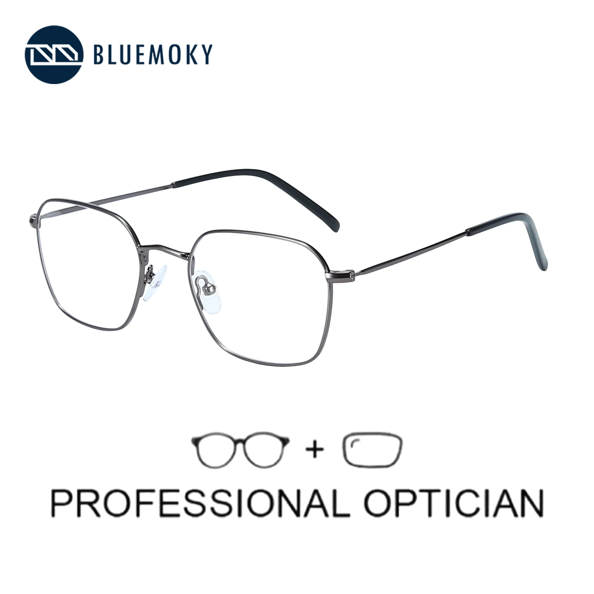 

BLUEMOKY Metal Rectangle Prescription Glasses Progressive Optical Eye Glasses for Men Women Anti Blue Light Photochromic Eyewear