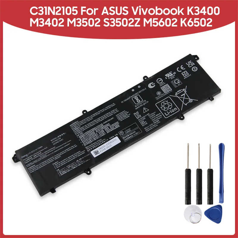 

Сменная батарея высокой емкости C31N2105 для ASUS Vivobook K3400 M3402 M3502 S3502 S3502Z M5602 K6502 6072 мАч/70 Втч 11,61 В