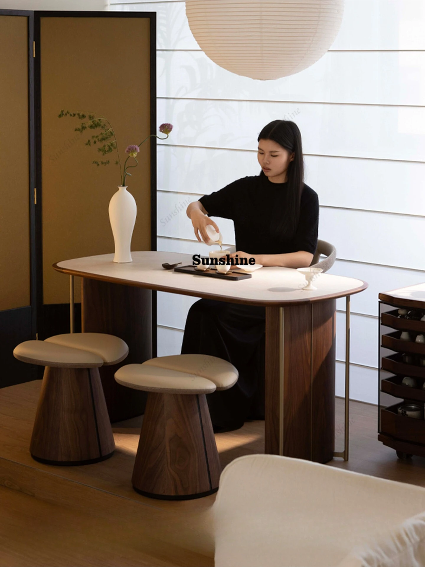 

Новый китайский чайный столик из массива дерева для гостиной, чайный столик для балкона