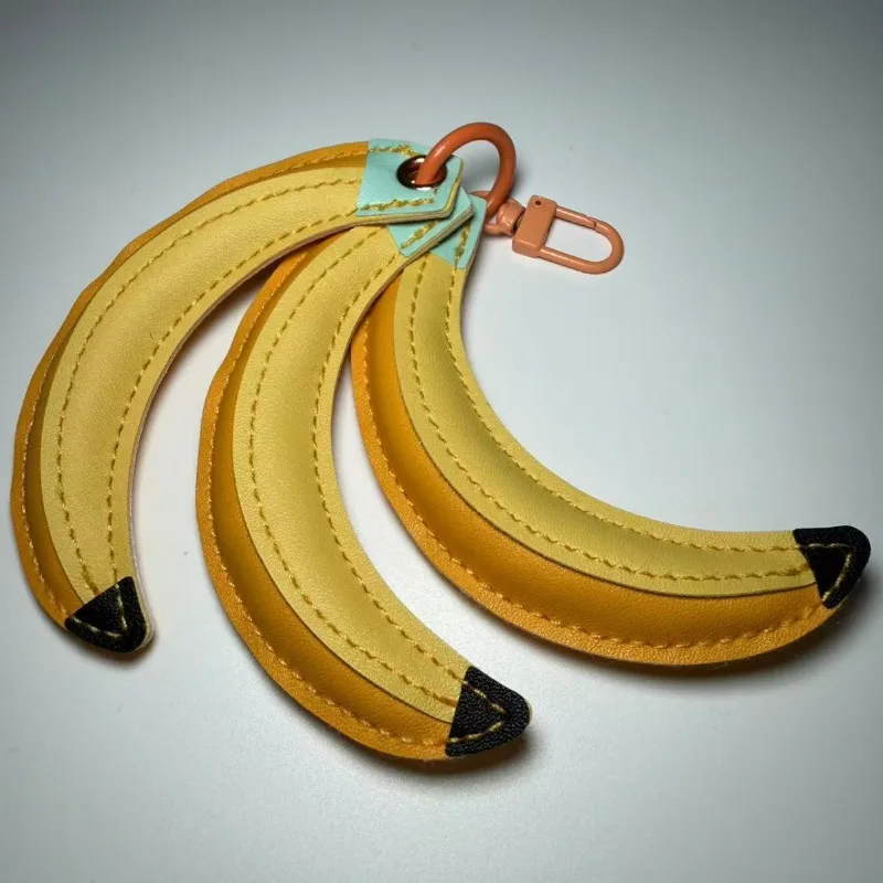 New Exquisite Banana Bag Pendant High-end Leather Pendant Advanced High-quality Texture Niche Banana Car Keychain PU Pendant