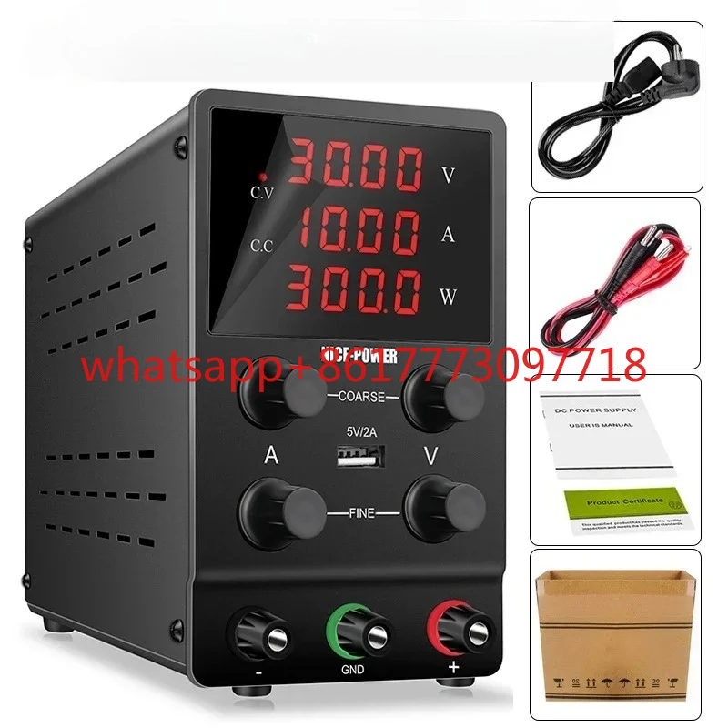 

Black USB 4Digits Adjustable Laboratory DC Power Supply 30V 10A Regulated Switching Power Supplies 60V/120V 3A Repair PCB