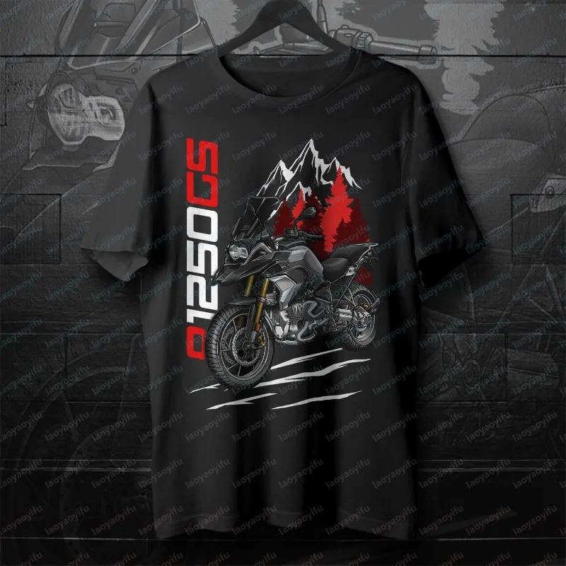 Fashion Motorcycle T-shirt for R1250GS Fans and Riders Short-sleeve Tees Motorcycle Mountain Shirt Biker Enthusiast Casual Tops