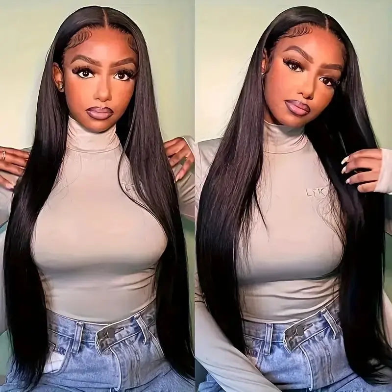 Rosabeauty 40Inch 13X4 13x6 Nature Color Straight Lace Front Wig Human Hair Frontal 5X5 Glueless Ready to Wear Wig 250%For Women