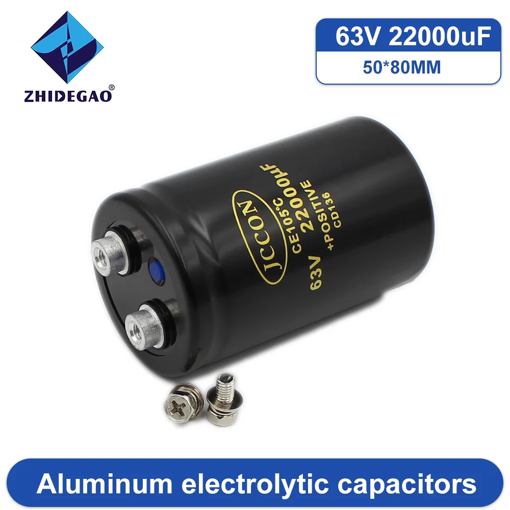 1 Pcs 22000мкФ 63в (22000UF 63V) Aluminum Electrolytic Capacitor 50x80mm 105C low ESR   (including screws) Black