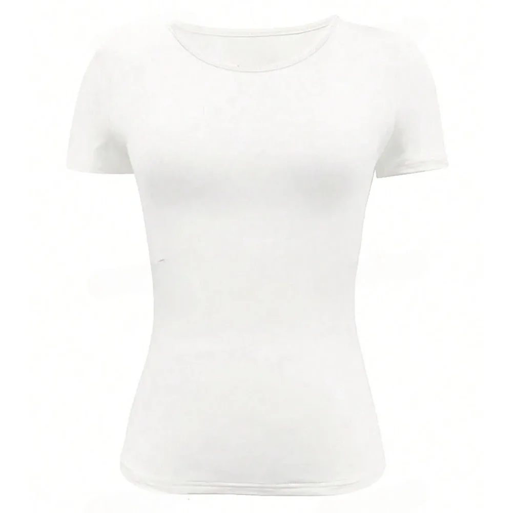 

For Daily Use O-neck Tee Slim Fit Crop Top Casual Wear Party Attire XL All-Match Outfit Basic Style Casual Wear