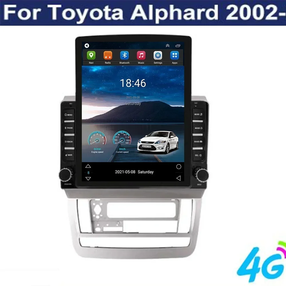 For Tesla Style 2Din Android13 Car Radio For Toyota Alphard 2002 -2011 Multimedia Video Player GPS Stereo Carplay DSP Camera