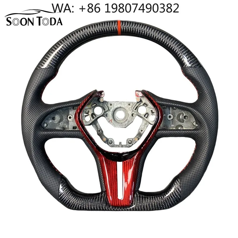 

Flat Bottom Perforated Leather LED Sport Steering Wheel Custom Carbon Trim Aftermarket Direct Install For Classic And New Sport